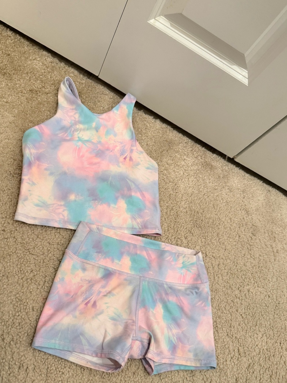 all in motion Pastel Tie-Dye Active Shorts Set in Pink & Blue